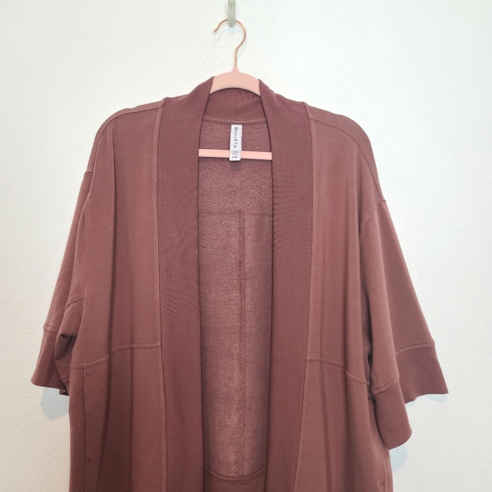 ATHLETA Lotus Wrap Oversized Soft Cozy Open Cardigan Mauve - Picture 5 of 11